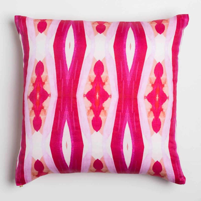 Luxury organic pink ogee diamond pattern square pillow