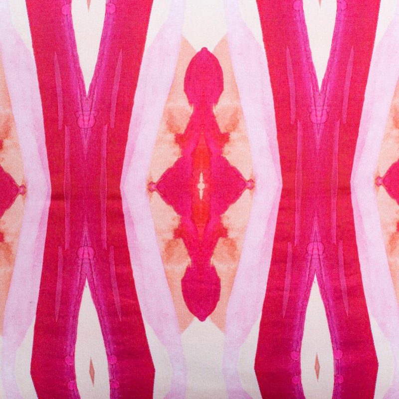 Luxury organic pink ogee diamond pattern square pillow pattern detail