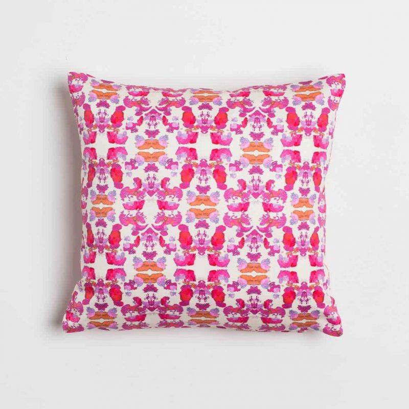 Luxury organic abstract tessellating floral pink square pillow