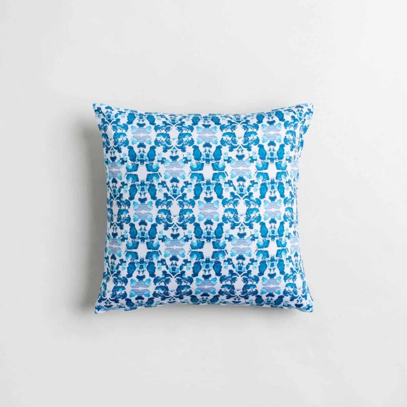 Luxury organic abstract tessellating floral teal square pillow