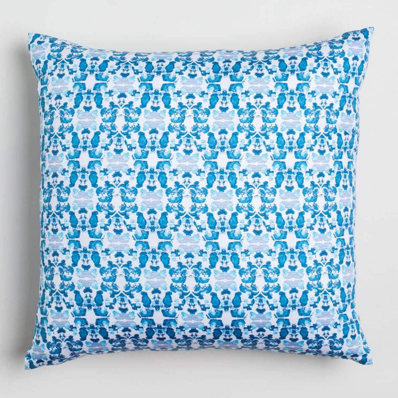 Luxury organic abstract tessellating floral teal square pillow