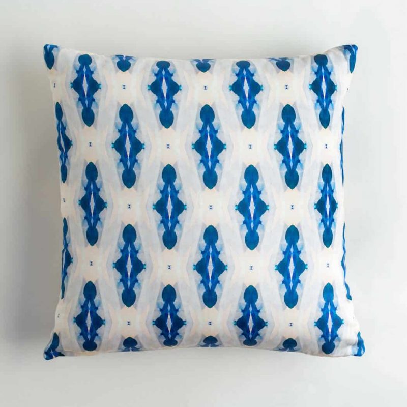 Luxury organic blue diamond square pillow