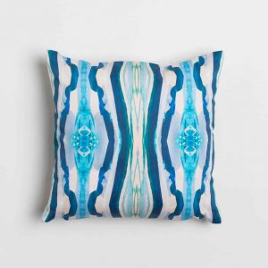 Luxury organic turquoise mirrored diamond square pillow