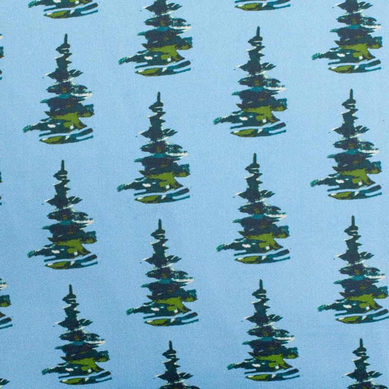 Luxury organic balsam pine tree blue square pillow pattern detail