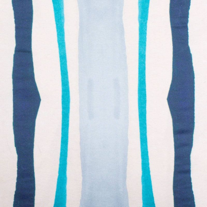 Luxury organic navy and blue mirrored watercolor stripe square pillow pattern detail