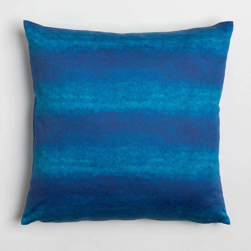 Luxury organic navy blue watercolor wash solid square pillow