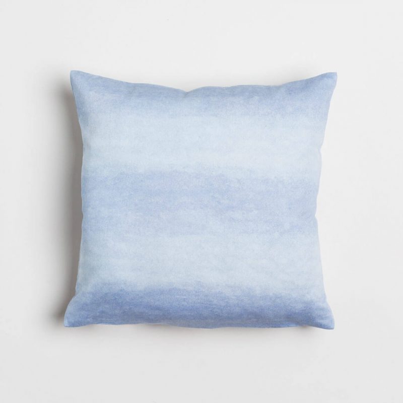 Luxury organic periwinkle blue watercolor wash solid square pillow