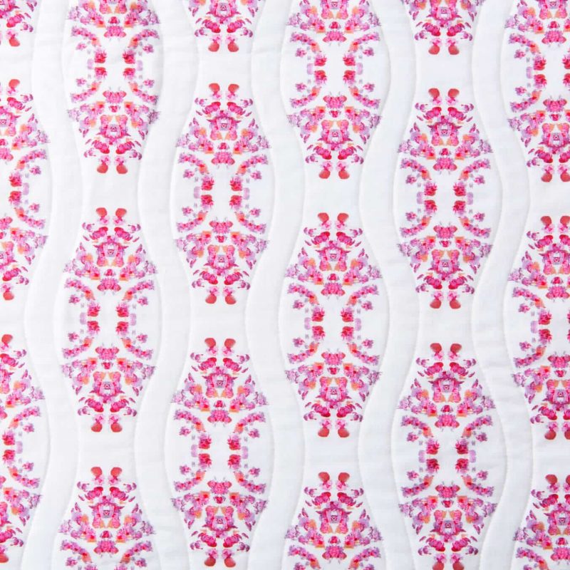 Luxury organic pink abstract geometric quilted coverlet pattern detail