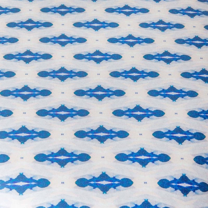 Luxury organic blue mini diamond pattern upholstered stool pattern detail