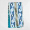 Luxury organic abstract watercolor stripe table runner with teal backing
