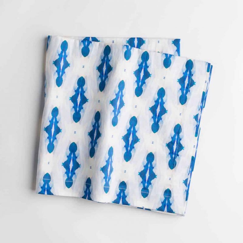 Luxury organic blue diamond tablecloth folded