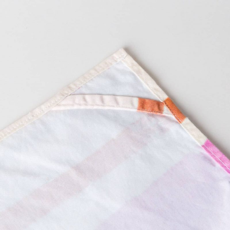 Luxury organic pink and orange watercolor stripe kitchen tea towel hanging loop