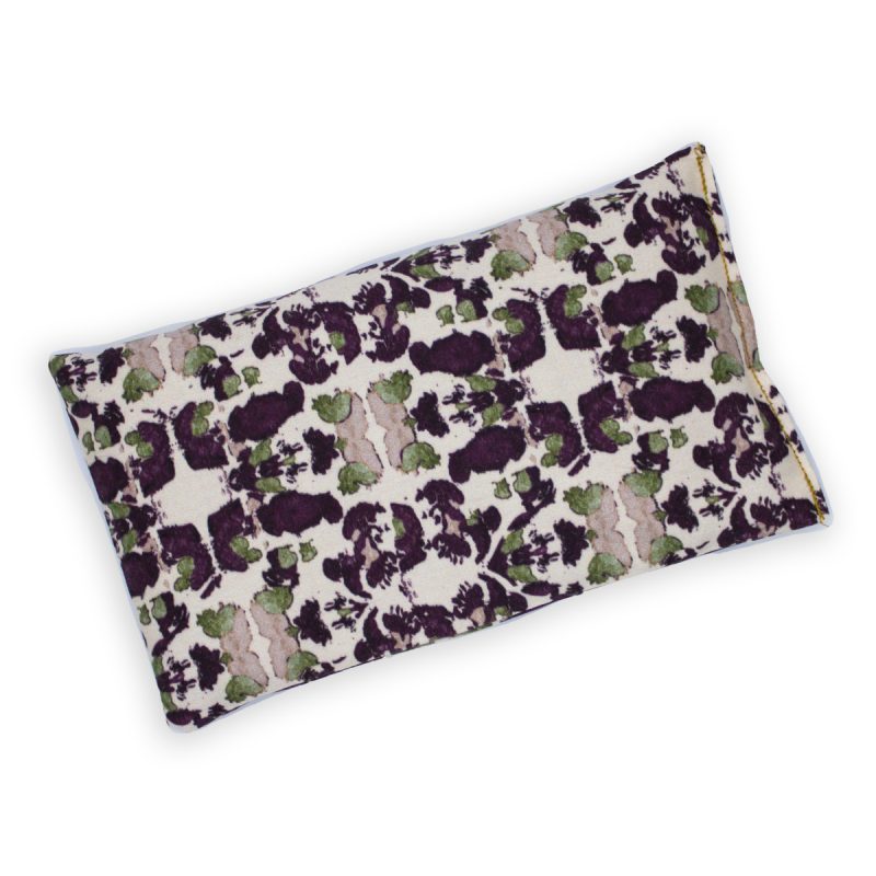 purple and sage and white floral pattern organic cotton lavender eye pillow
