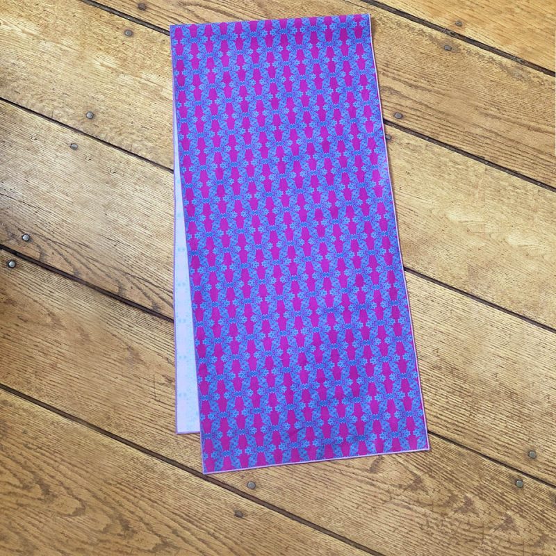 Blue and magenta organic cotton table runner