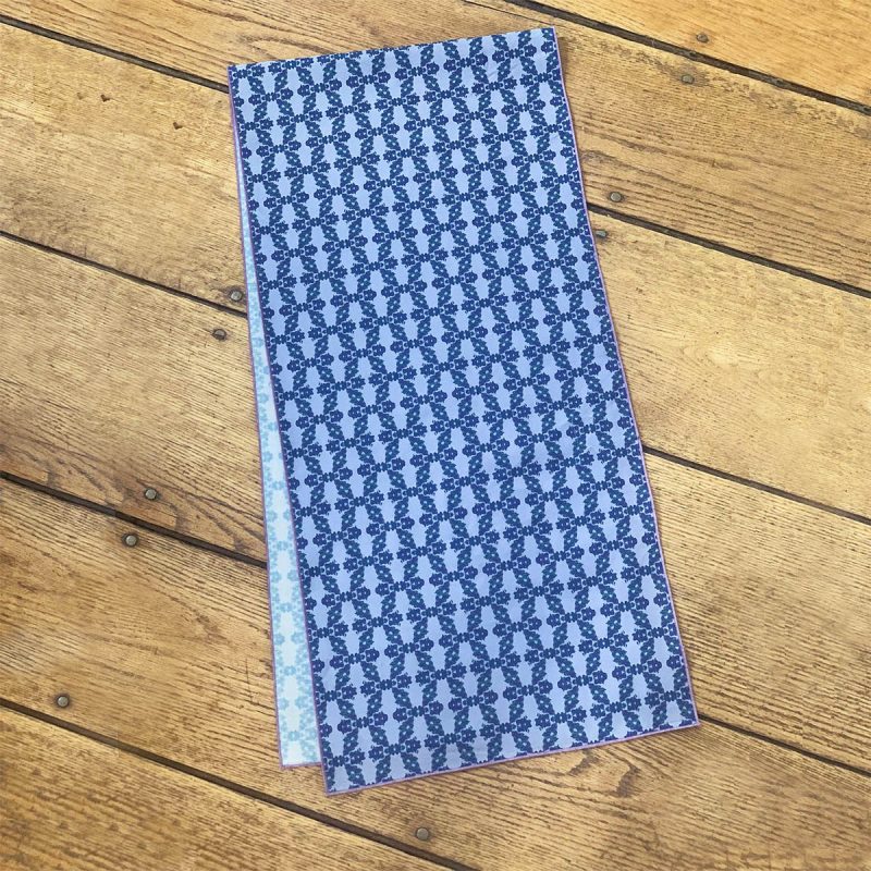 Blue and periwinkle organic cotton table runner