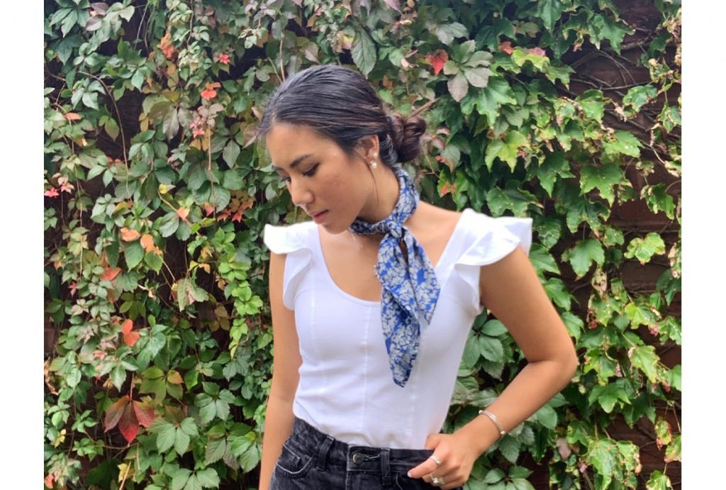 Sustainable Blue neck kerchief scarf