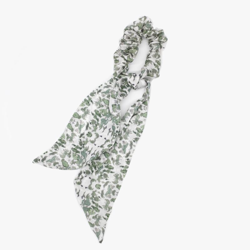green sage and white floral pattern organic tencel hair kerchief