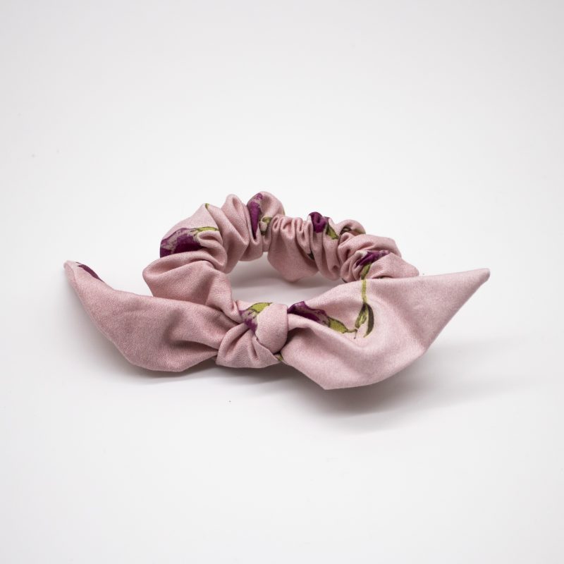 pink floral organic cotton scrunchies with tie