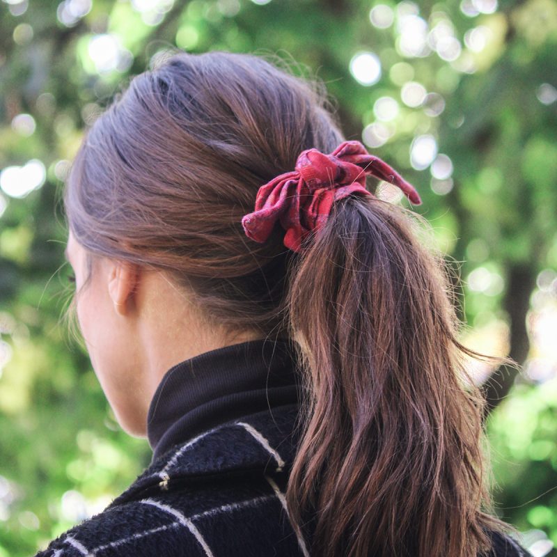 sustainable scrunchie with tie made in massachusetts