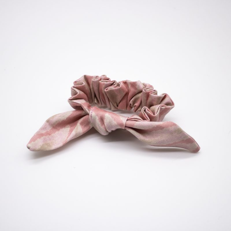 pink striped pattern organic cotton scrunchie with tie