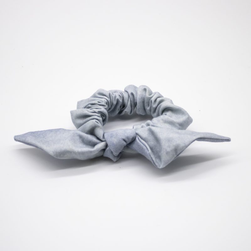 light blue tie dye organic cotton scrunchies with tie