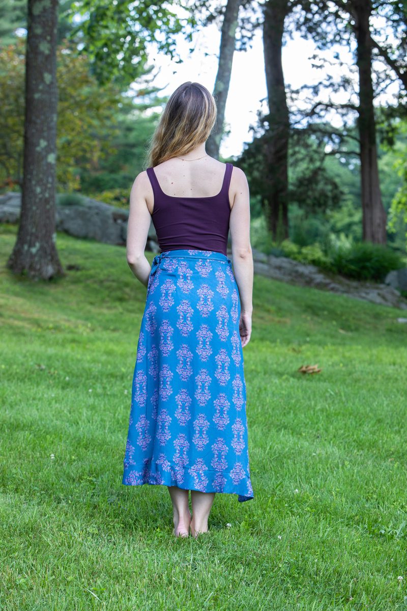teal and pink wrap skirt
