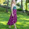 purple and white floral skirt