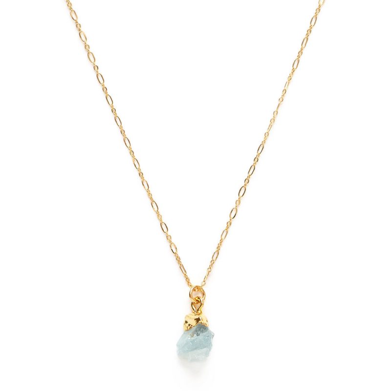 raw cut gemstone aquamarine necklace