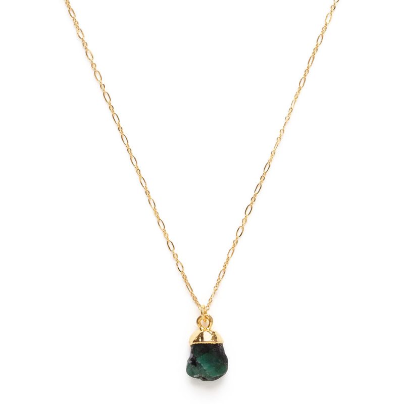 raw cut gemstone emerald necklace