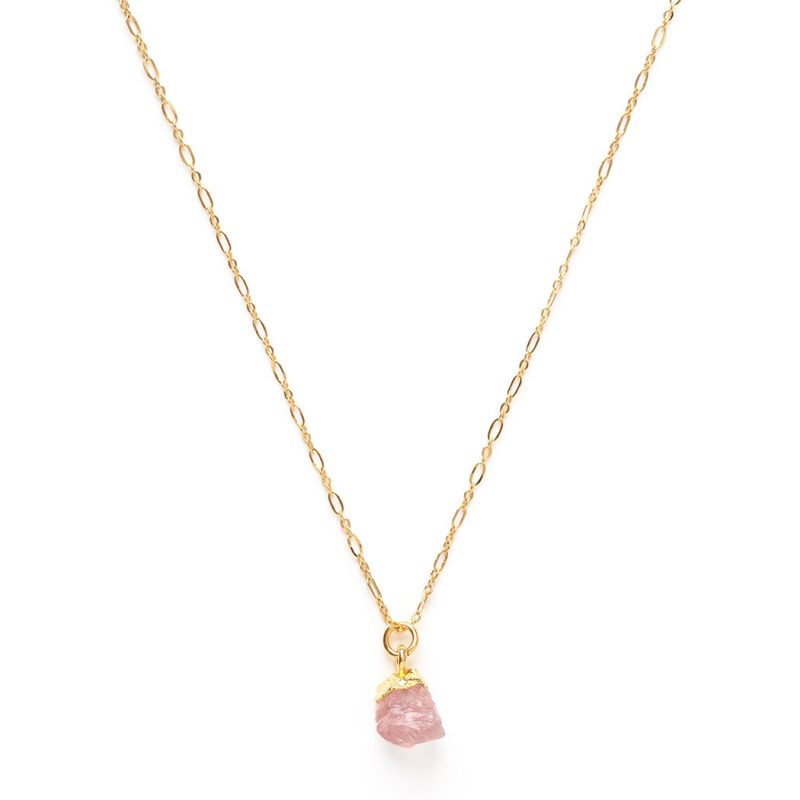 Raw cut rose quartz necklace