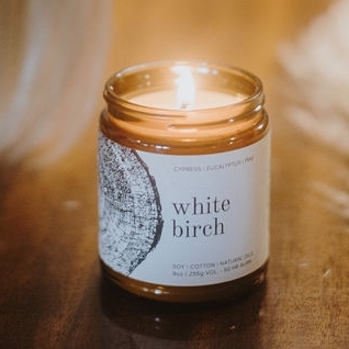 White birch candle winter soy candle