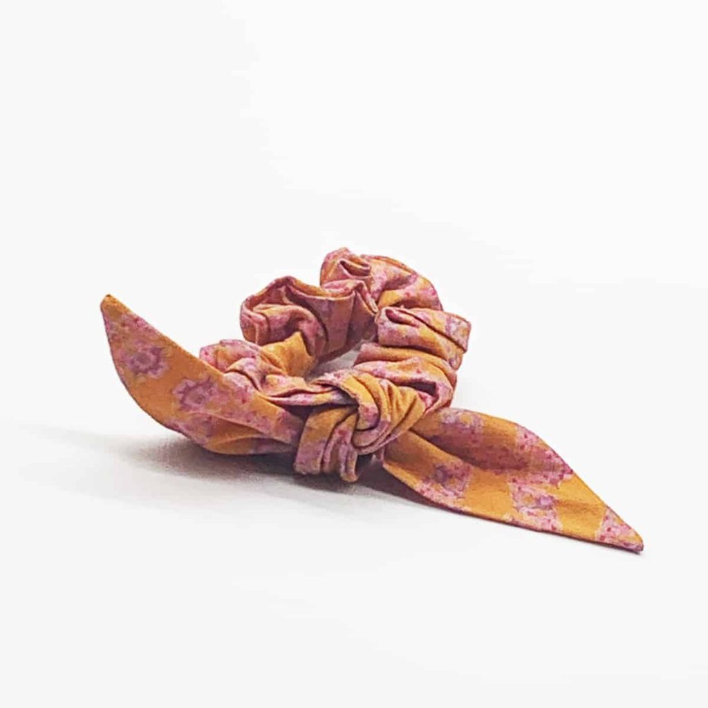 orange organic cotton scrunchie with tie