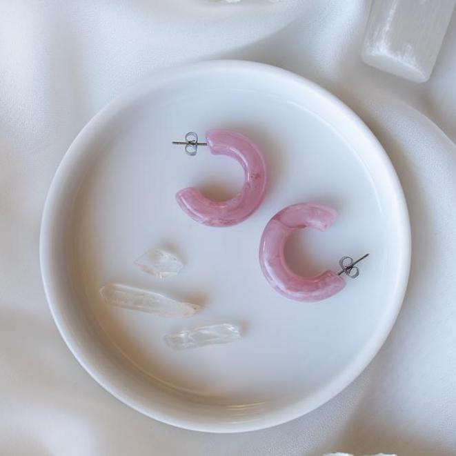 subtle pink hoop earrings eco friendly