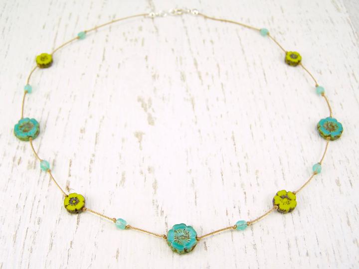 bright green hibiscus necklace by jo bird jewelry