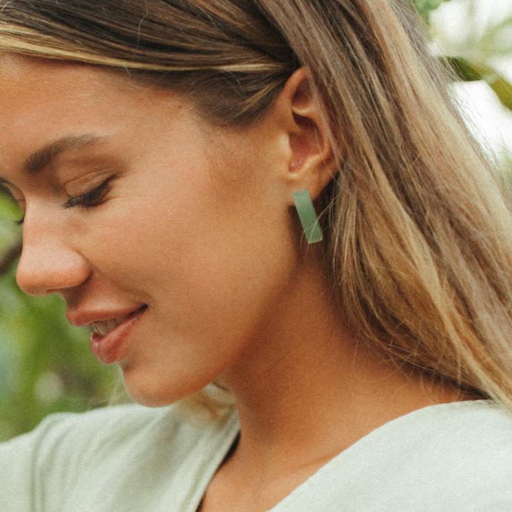 sustainable green studs jade earrings