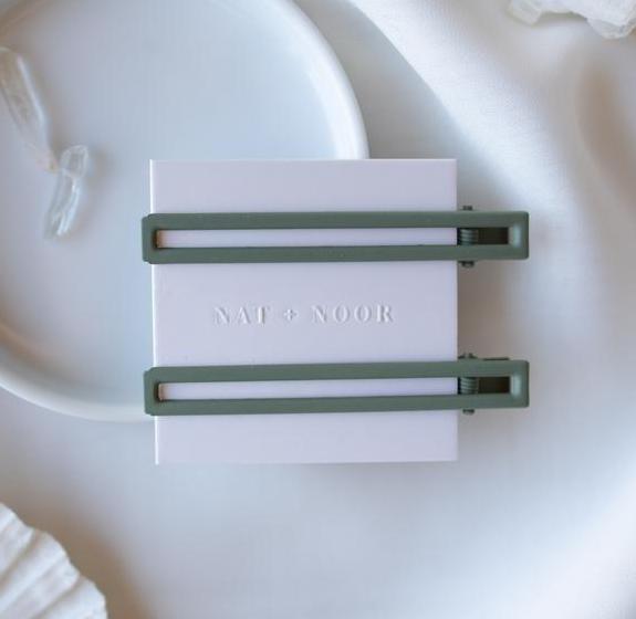 duo sustainable hair clips in sage