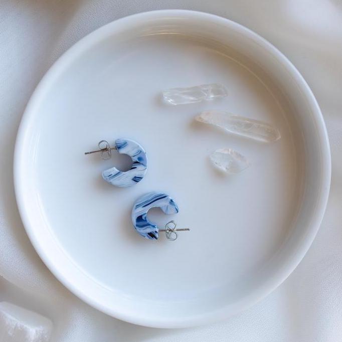 biodegradable blue hoop earrings