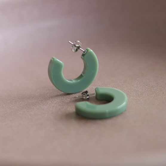 green eco friendly Sage hoop earrings